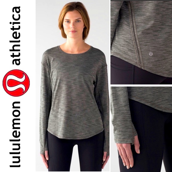 lululemon athletica Tops - Lululemon Lost In Pace Long Sleeve Heathered Olive
